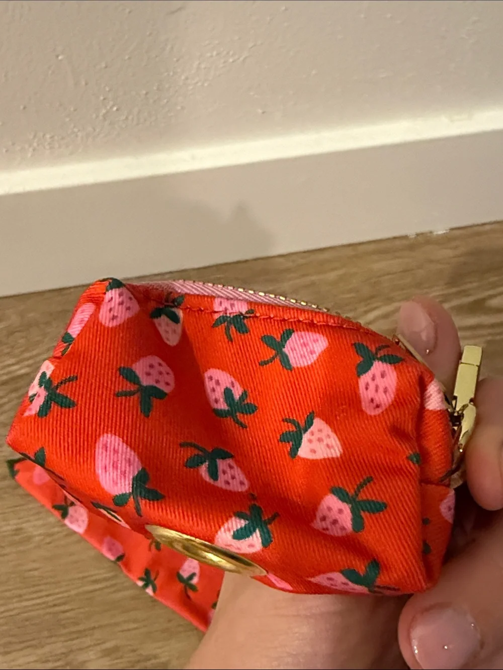 Foggy dog Strawberry Print Red Bandana and bag Pouch Set